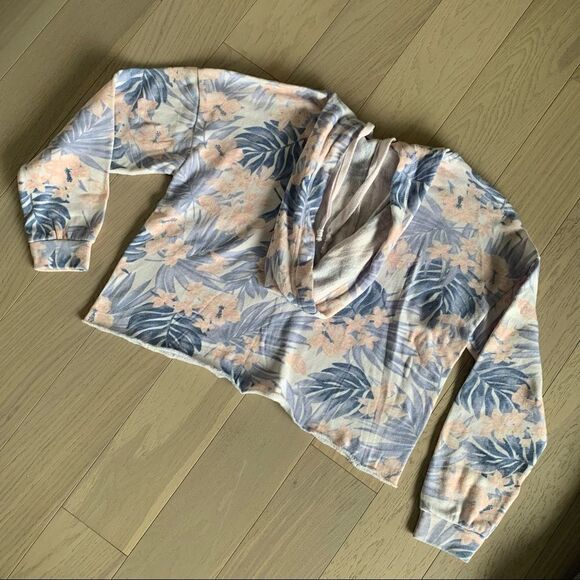 Pastel Tropical Print Cropped Hoodie - Picture 8 of 9